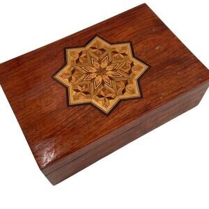 Vintage wooden inlay jewelry box